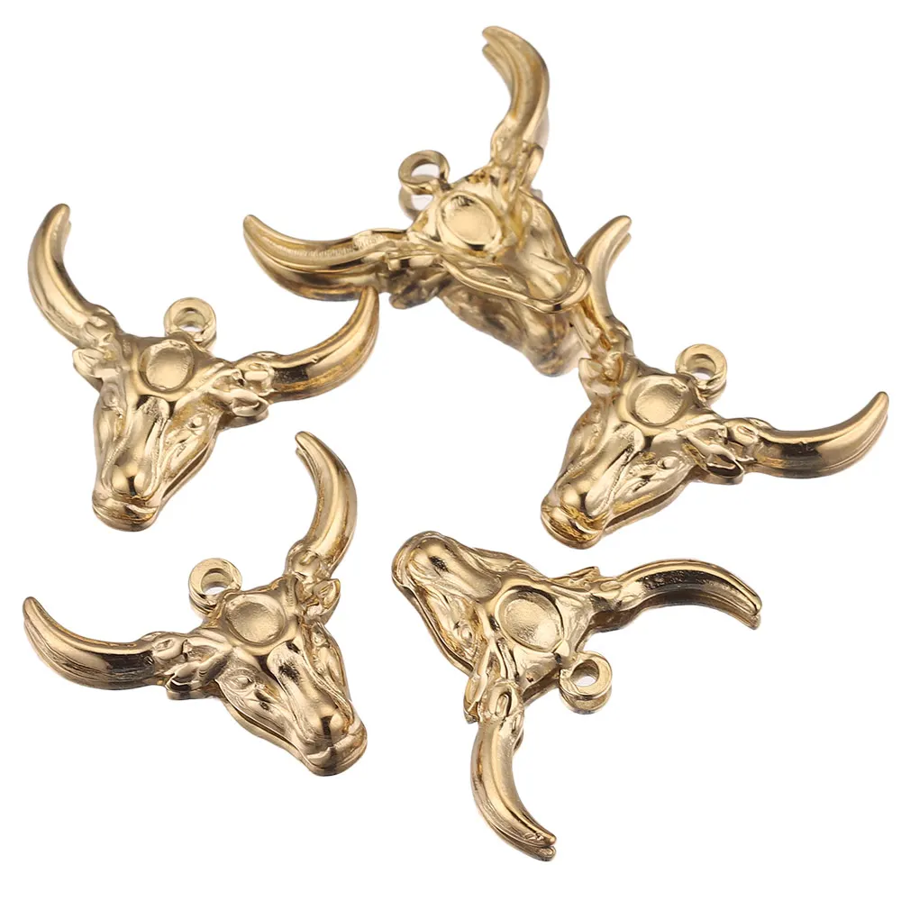 5pcs Lot Stainless Steel Gold Plated Deer Christmas Charms Dangles Pendants for DIY Earring Necklace Jewelry Making Wholesale