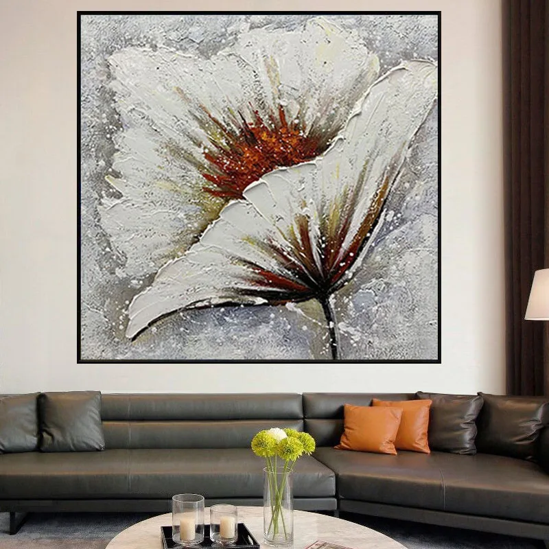 

100% Handmade Oil Painting Dandelion Flower Wall Art Canvas Pattern White Modern Poster Plant For Home Decor Picture Living Room