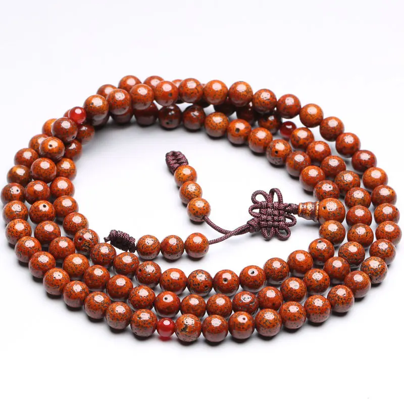 6mm 8mm 10mm Buddhist 108 Star Moon Bodhi Beads Rosary Old Red Lotus Bodhi Prayer Mala Necklaces BRO929