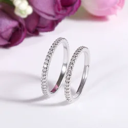 Buyee 925 Sterling Silver Female Thin Ring Finger Full White Zircon Ring for Women Classic Fashion Party Fine Jewelry Circle
