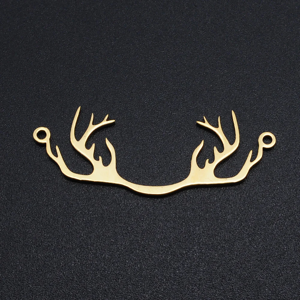 5pcs/lot 316 Stainless Steel  Antler Connector Pendants   Wholesale Top Quality Jewelry Making Charms