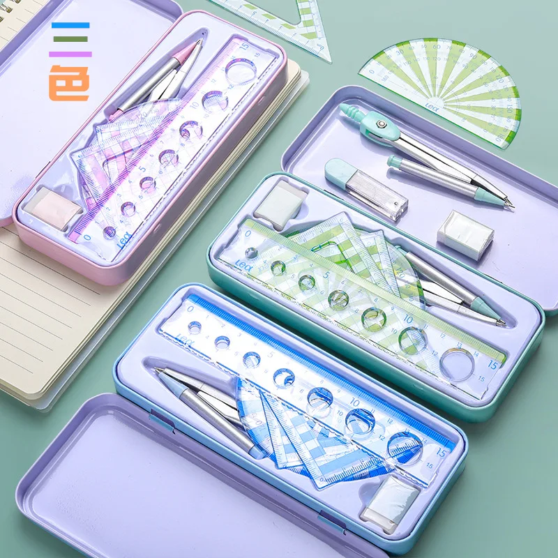 7 in 1 Compass Ruler Sets Drawing Tools Painting Suit Mathematical Children Durable Gift Practical Compass Student Stationery