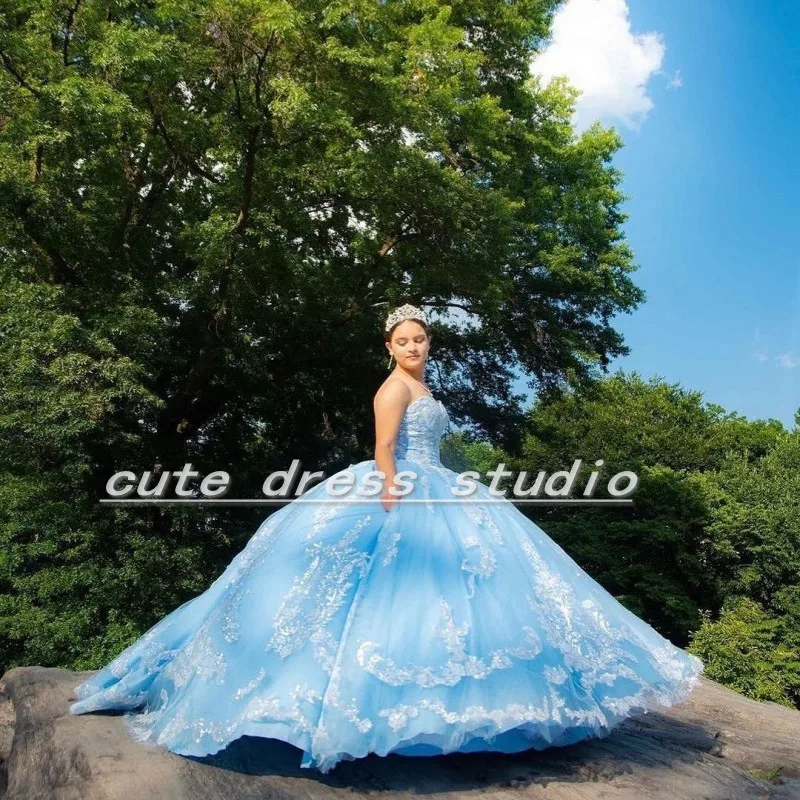 Vestido de baile com lantejoulas, azul-céu mexicano, vestidos de baile, coração, com apliques, vestuário formal