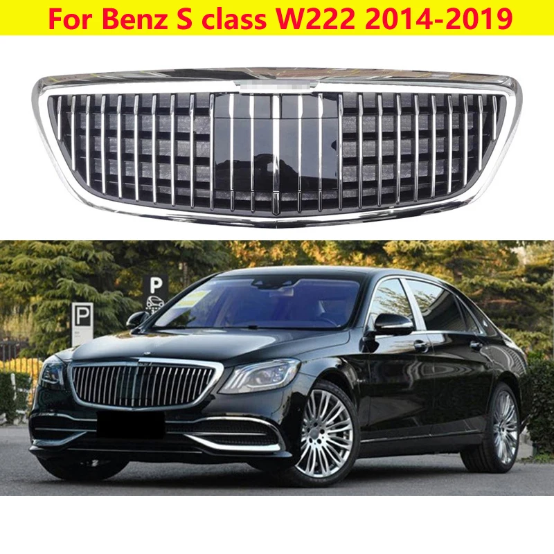 Middle grille modified for Maybach style ABS plastic front grille S450 S500 S560 S680 For Mercedes-Benz S class W222 2014-2019