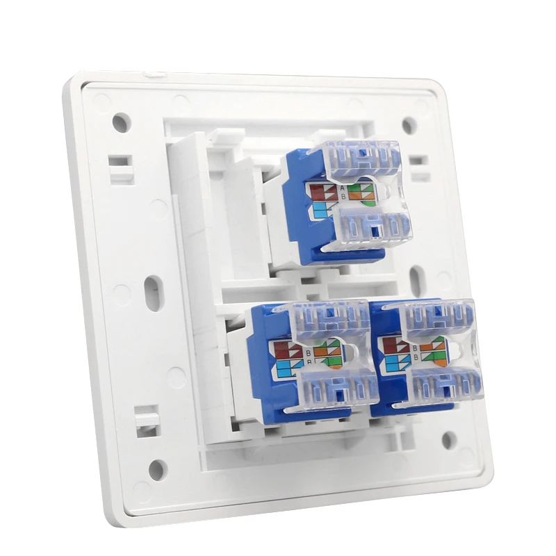 Cat6 Rj45 Wall Socket Internet CAT6 Outlet Data 1 2 3 4 Port Computer Socket RJ45 Internet Computer Jack White Plastic Panel