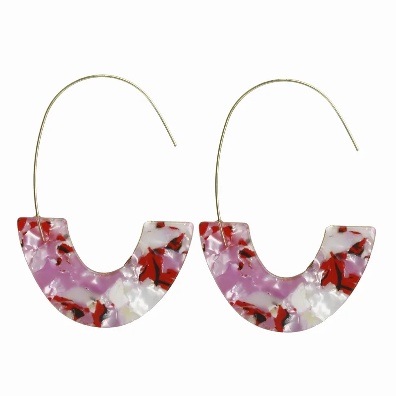 Women\'s Earrings Acrylic Boho 2020acetate Dangle Earrings Fashion Big Bohemia Accessories U-shaped Luxury Trendy Face