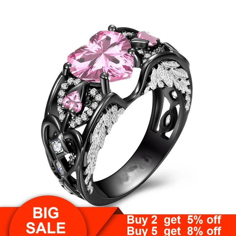 Anello personale con ali d'angelo a forma di cuore Anello in argento sterling 925 con pietra portafortuna Anelli per fedi nuziali per donna Uomo Regalo di gioielli