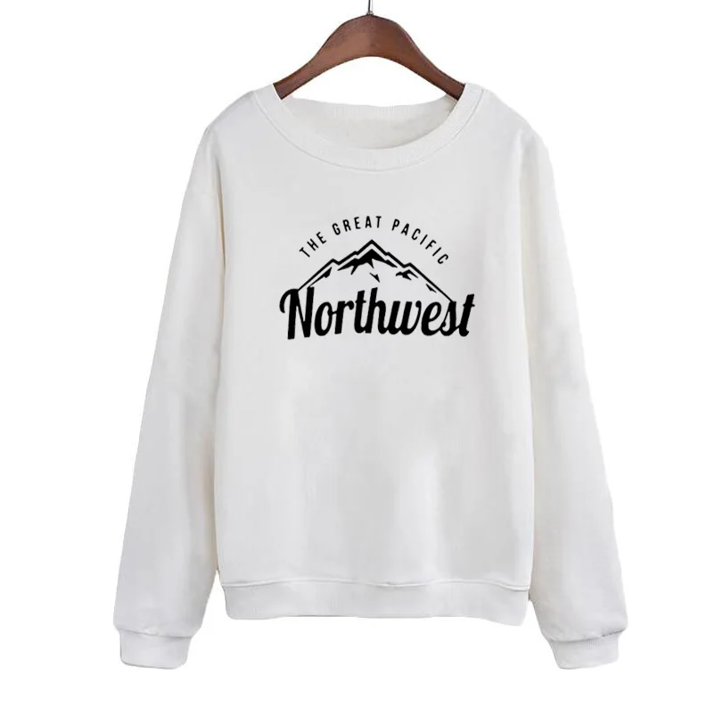 

Cute Pacific Northwest Women Sweatshirt Winter Fashion Harajuku Printed Tops Black White Fleece Hoodies Pullovers Vetement Femme