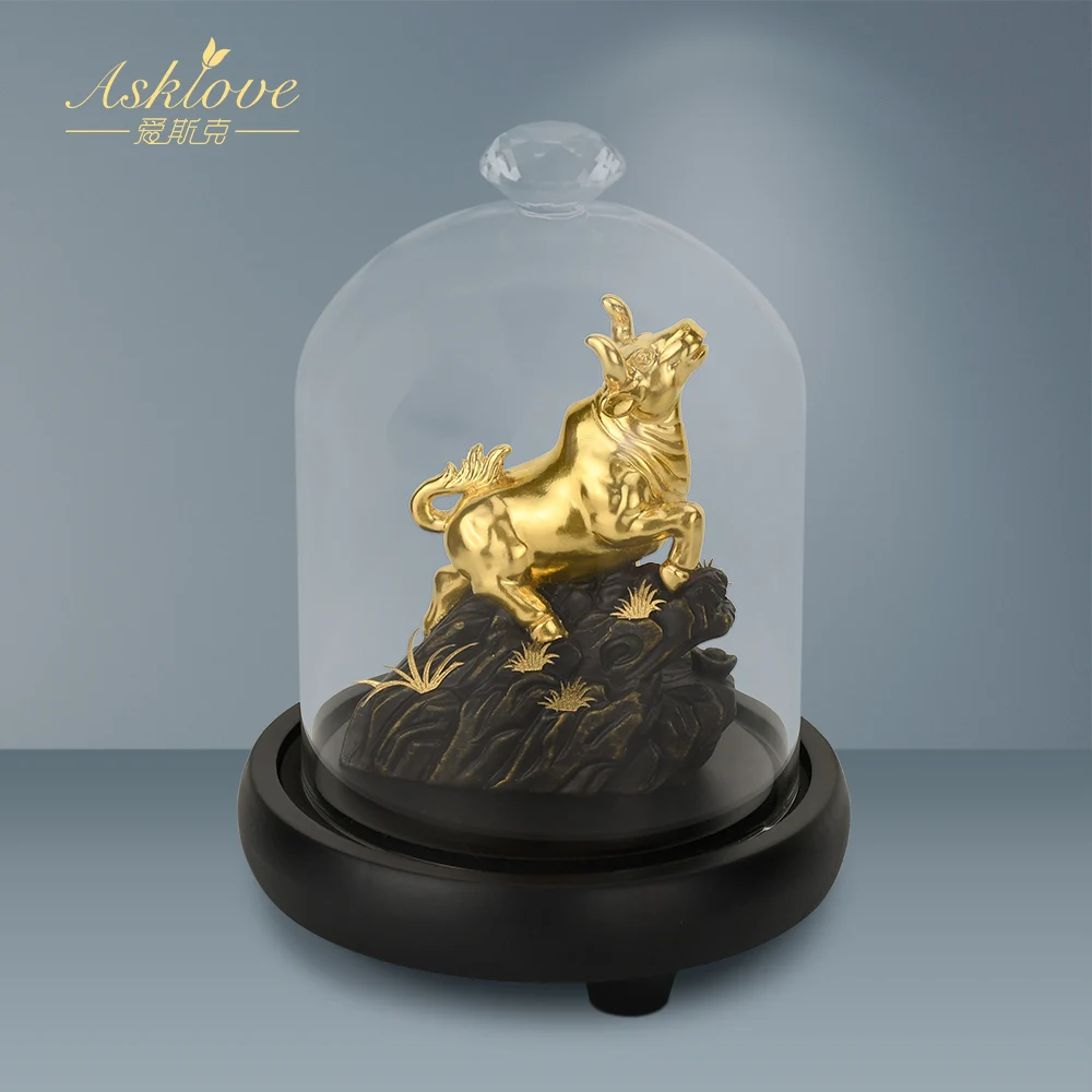 

Ox Sculpture Gold Foil Crafts Golden Bull Lucky Ox Statue Office Decoration Home Art Animal Craft Ornament Accessories Gifts