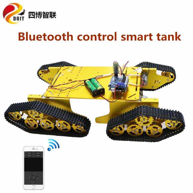 SZDOIT WIFI/Bluetooth/Handle Control Metal TD900 4WD Tracked Tank Chassis Kit Wireless Remote Control 4 Drive Large Load Robot