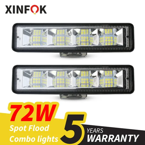 Imagen 1 del producto Luz LED de trabajo para coche, barra de trabajo de 72W, 4x4, 24 LED, todoterreno, SUV, ATV, Tractor, barco, camión, excavadora, haz combinado de 12V y 24V