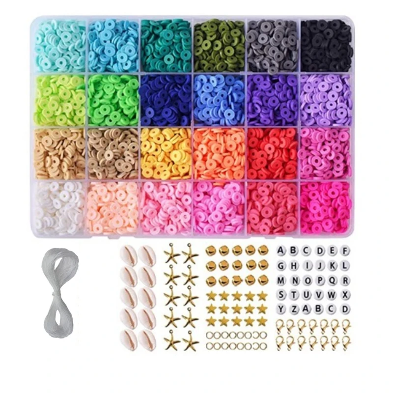 5400 pièces 24 Couleurs Perles En Argile Polymère Costume À FAIRE SOI-MÊME Accessoires Pour bijoux Collier Fabrication Artisanale Avec conteneur