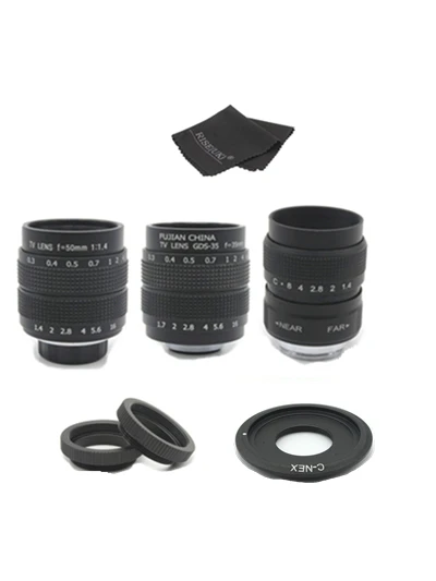 

35mm F1.7 CCTV Movie Lens + 25mm f1.4 TV Lens + 50mm f1.4 TV Lens for SONY E Mount A6500 A6300 A6100 NEX Series Camera