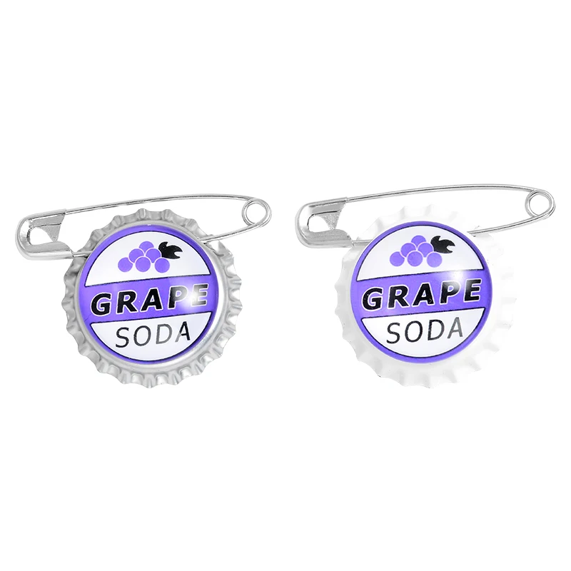 

Creative Grape Soda Bottle Cap Brooches Pin for Clothes Backpack Drink Classic Jewelry Gift For Friends