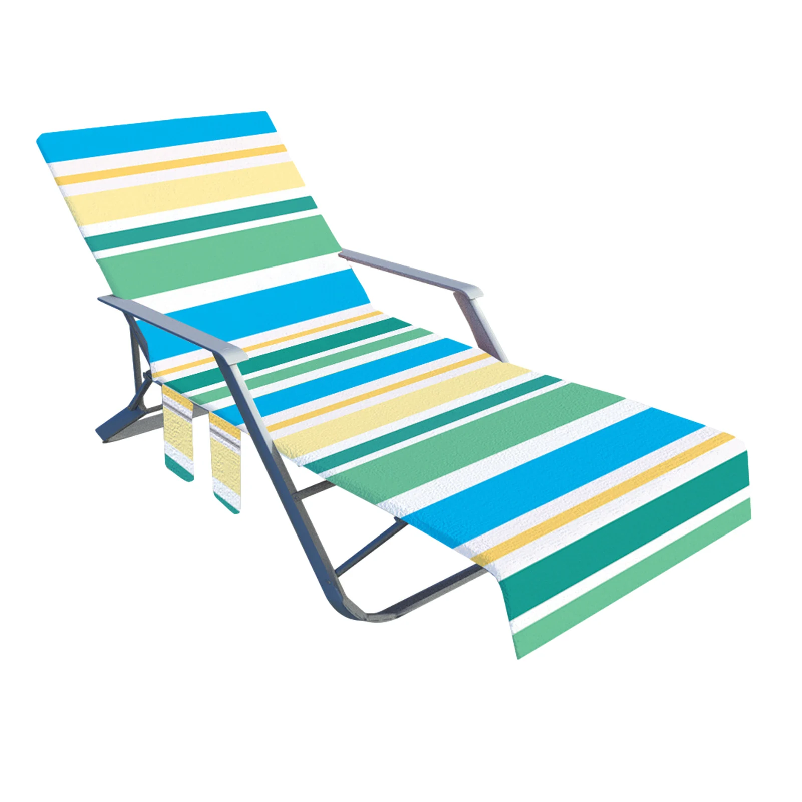 Portable Beach Chair Towel Long Strap Beach Bed Chair Towel Cover With Pocket For Summer Outdoor Garden Pool Sun Lounger Cover