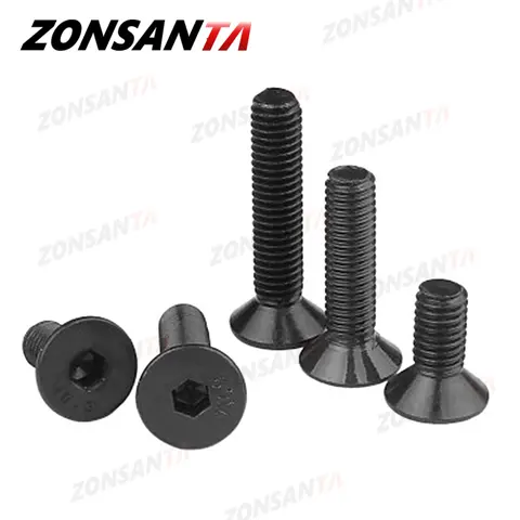 ZONSANTA M2 M2.5 M3 M4 M5 M6 Din7991 탄소강 볼트 DIY 육각형 육각 소켓 플랫 헤드 카운터 싱크 나사 검정색 가구 나사