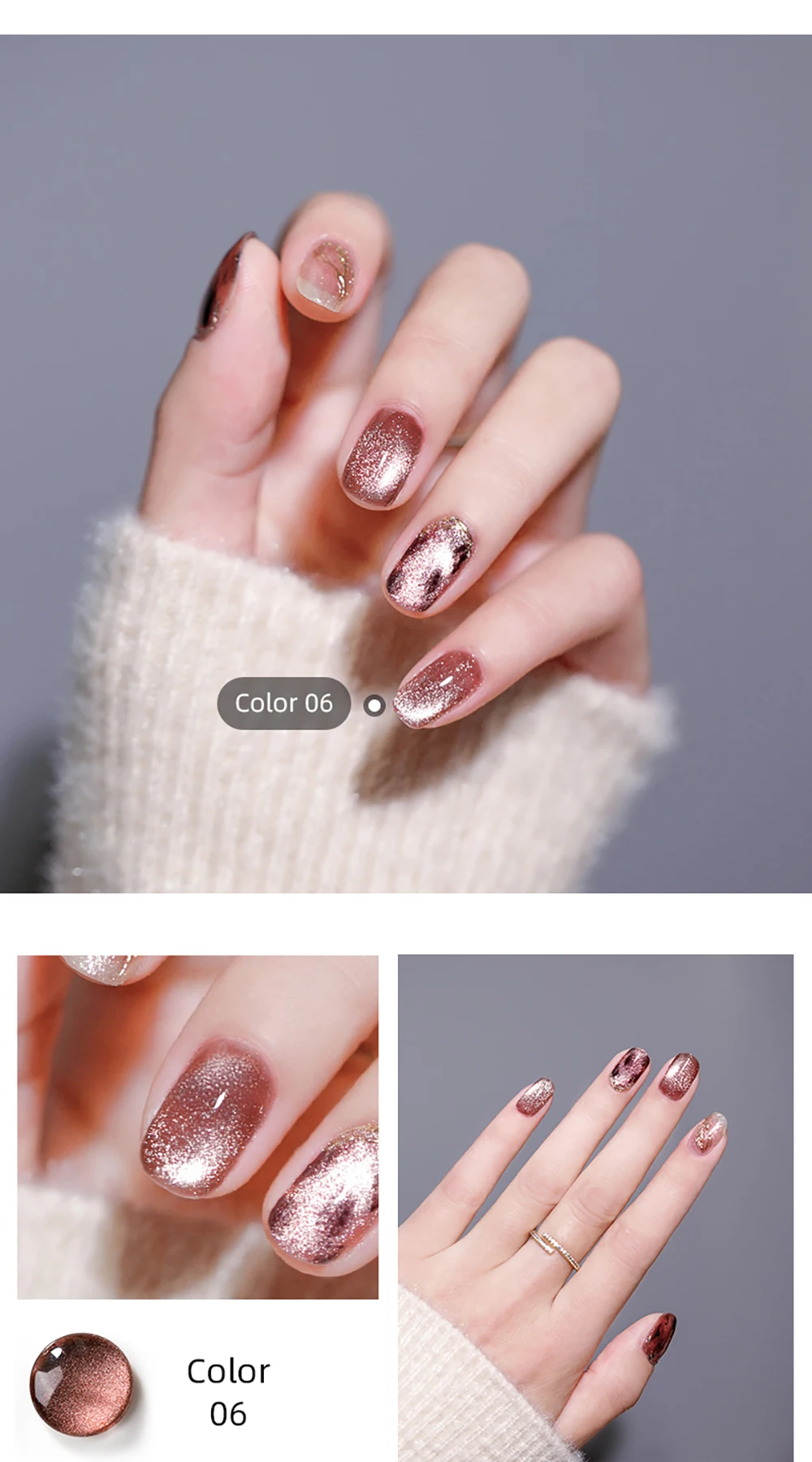 Vendeeni 9 Farben Sternen-Katzenaugen-Gel-Nagellack Magnetischer UV-LED-Soak-Off-Gel-Lack Silberner Schneelicht-Katzenaugen-Gel-Lack – Detail 7