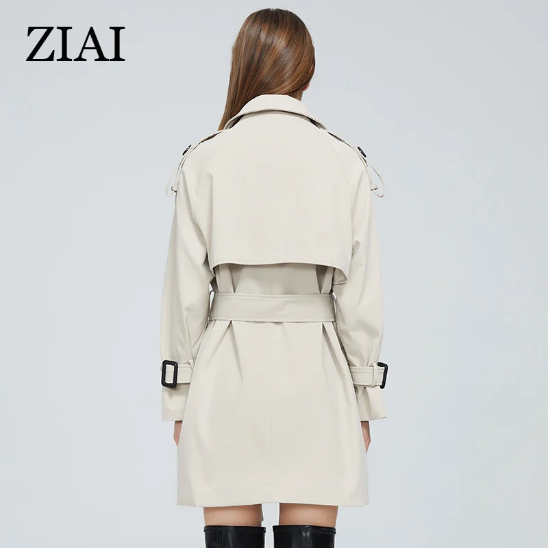 ZIAI-gabardina clásica de doble botonadura para mujer, chaqueta impermeable, ropa de negocios, ZS-DS21, primavera, 2022