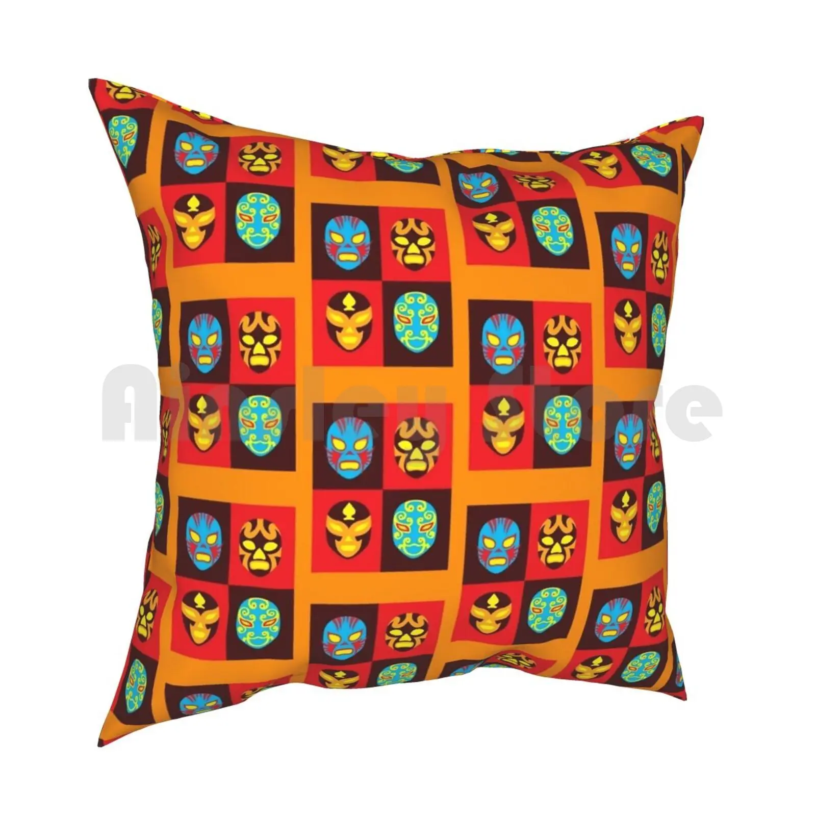 Mexican Wrestling Masks , Luchador Pillow Case Printed Home Soft DIY Pillow cover Mexico Luchador Wrestling Cool Retro