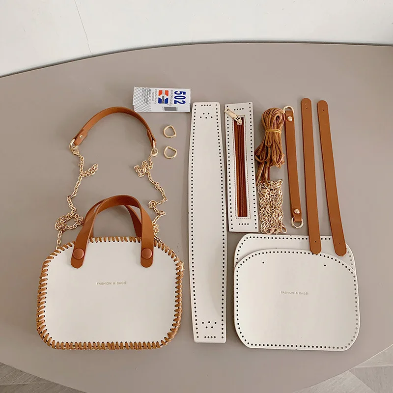 Vintage Hand Stitching Handbag DIY Sewing Handmade PU Material Set Backpack Phone Bag Accessories custom Shoulder Handbags