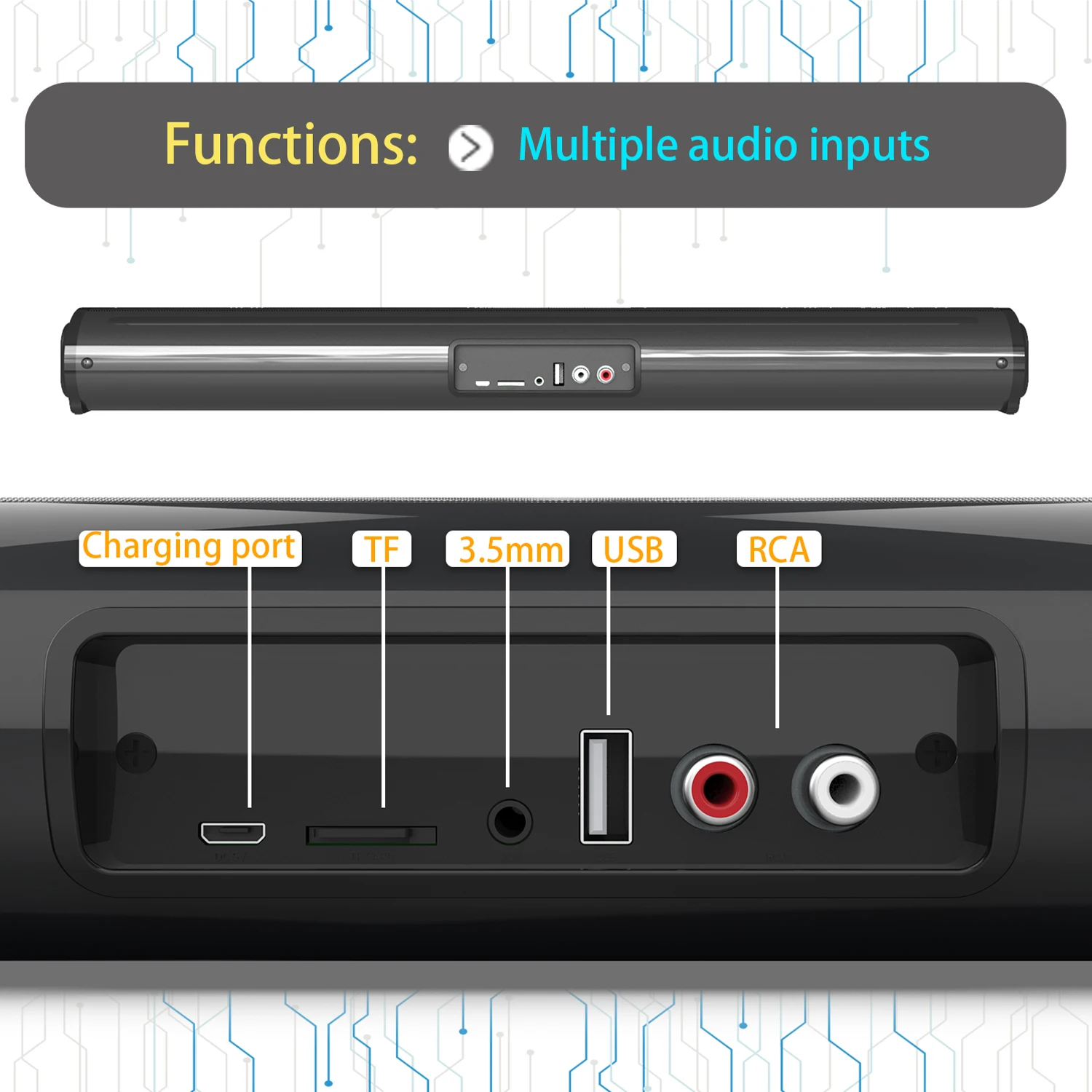 Imagem -02 - Barra de Som do Carro com Fio e sem Fio Bluetooth-compatível Casa Surround Soundbar para pc Teatro tv Computador Alto-falante 40w tv