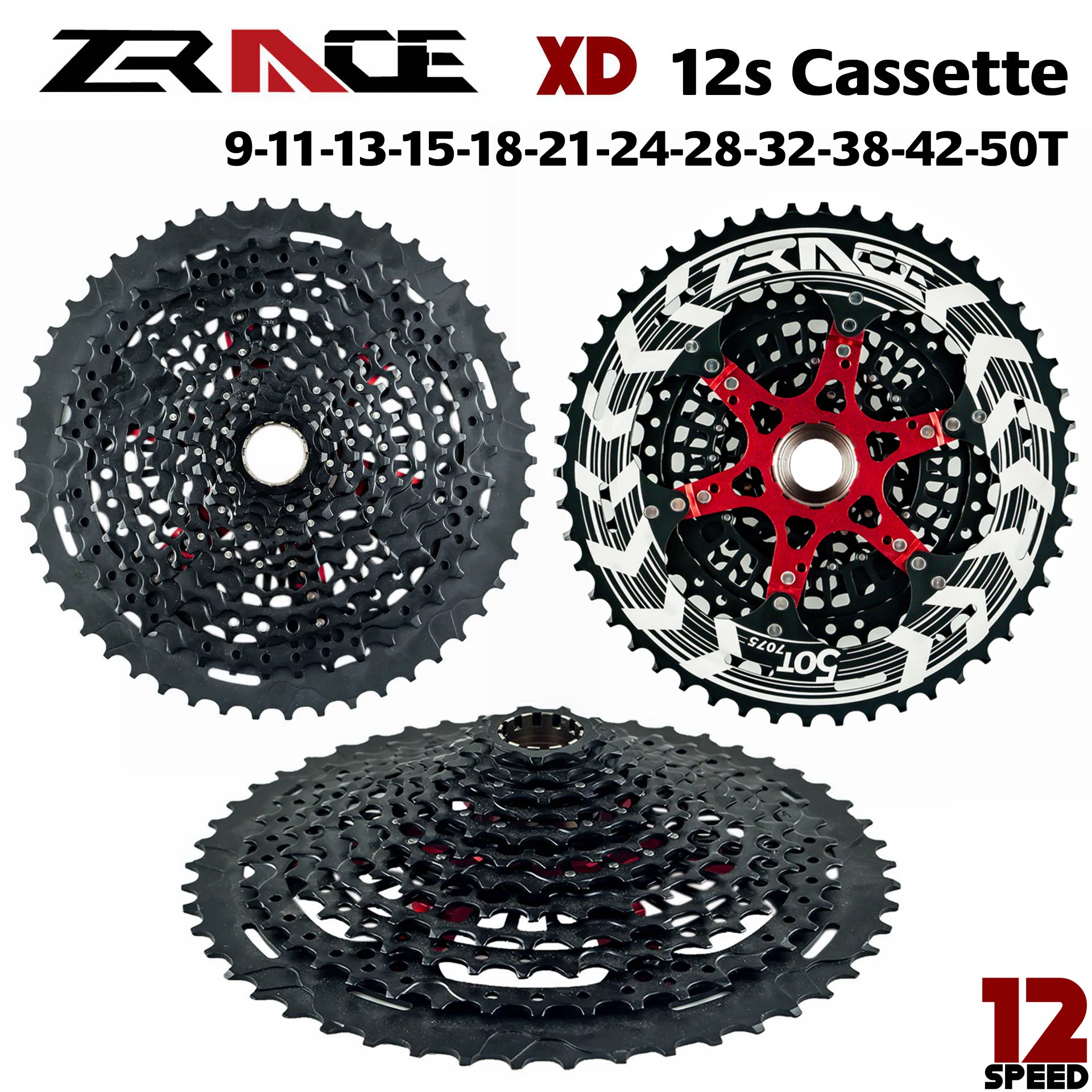 

2024 NEW ZRACE XD 12s Cassette ALPHA MTB Bicycle Cassette 12Speed black MTB bike freewheel 9-50T for XD freehub,XX1 X01 GX NX