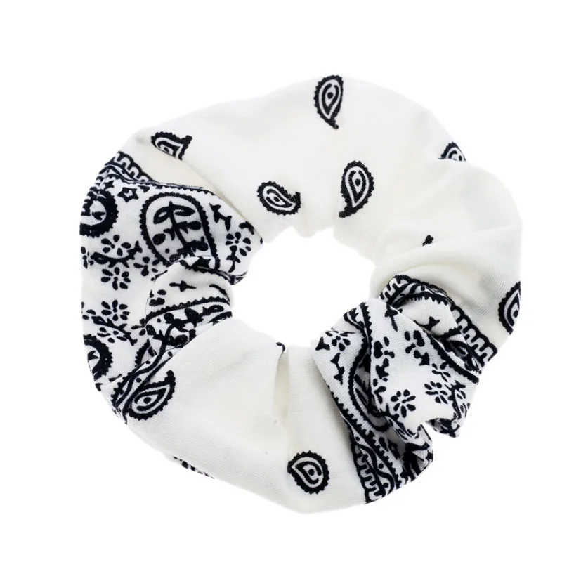 Women BOHO Style Scrunchies Printed Hair Tie Velvet Fabric Covered Elastic Hair Rope  Hair Accessories