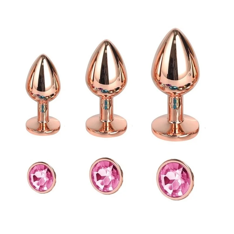 ขนาดกลางชุดคริสตัลรอบ Rose Gold Rainbow โลหะ Anal ลูกปัดปลั๊กเครื่องประดับใส่ของเล่นสำหรับหญิงชาย