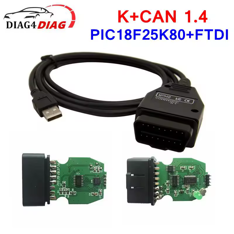 Para VAG K CAN Commander 1,4 Cable de diagnóstico OBDII Scanner Commander PIC18F25K80 FTDI FT232RL Chip para V-W /S-eat/S-k-oda/Au-Di