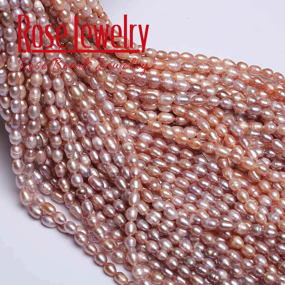 4A Quality 100% Real Natural Freshwater Cultured Pink Pearls Rice Shape Loose Beads 36 cm Strand 3-11 mm Size For Jewelry Making