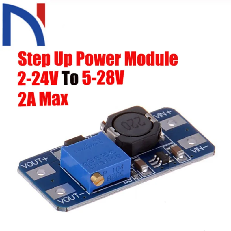 MT3608 DC-DC Adjustable Boost Module Feed Converter  Voltage Regulator Module 2V-24V to 5V-28V 2A Power Module