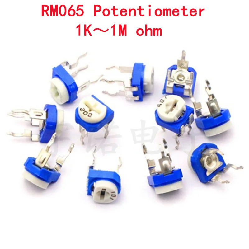 20pcs RM065 RM-065 horizontal 1K 2K 5K 10K 20K 50K 100K 200K 500K 1M ohm Trimmer Potentiometer variable resistor  103