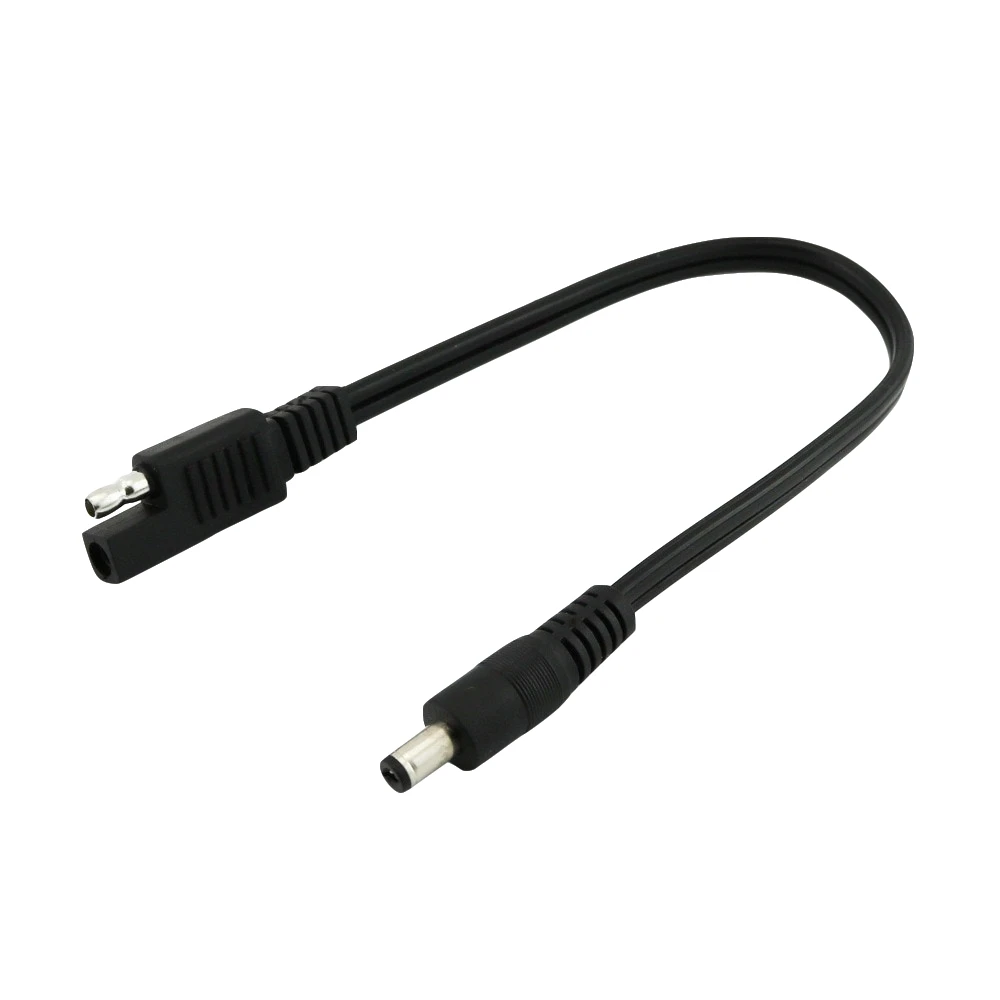 1pc DC Solar Power Automotive SAE Male 12V 5.5mm x 2.1mm Male Plug Solar Panel Charge Power Connector Extension Cable Cord 25cm