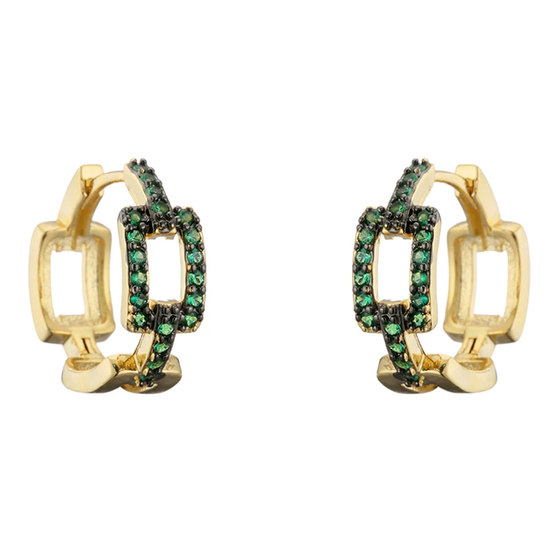 ZHUKOU 1 زوج الذهب اللون كبير هوب أقراط الإبداعية كريستال مستطيلة خياطة النساء الأقراط مجوهرات الأزياء VE333