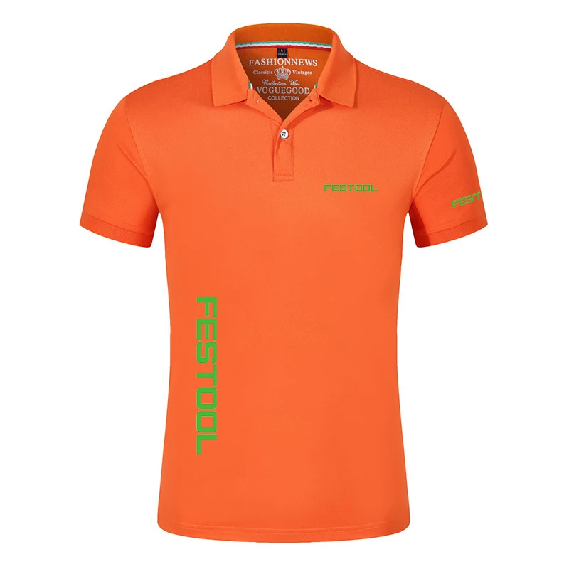 Festool Tools Printing Fashion New-Design Short Sleeve Sports-Wear Mens Polos Shirts Lapel Casual Polos Clothing Slim Tops
