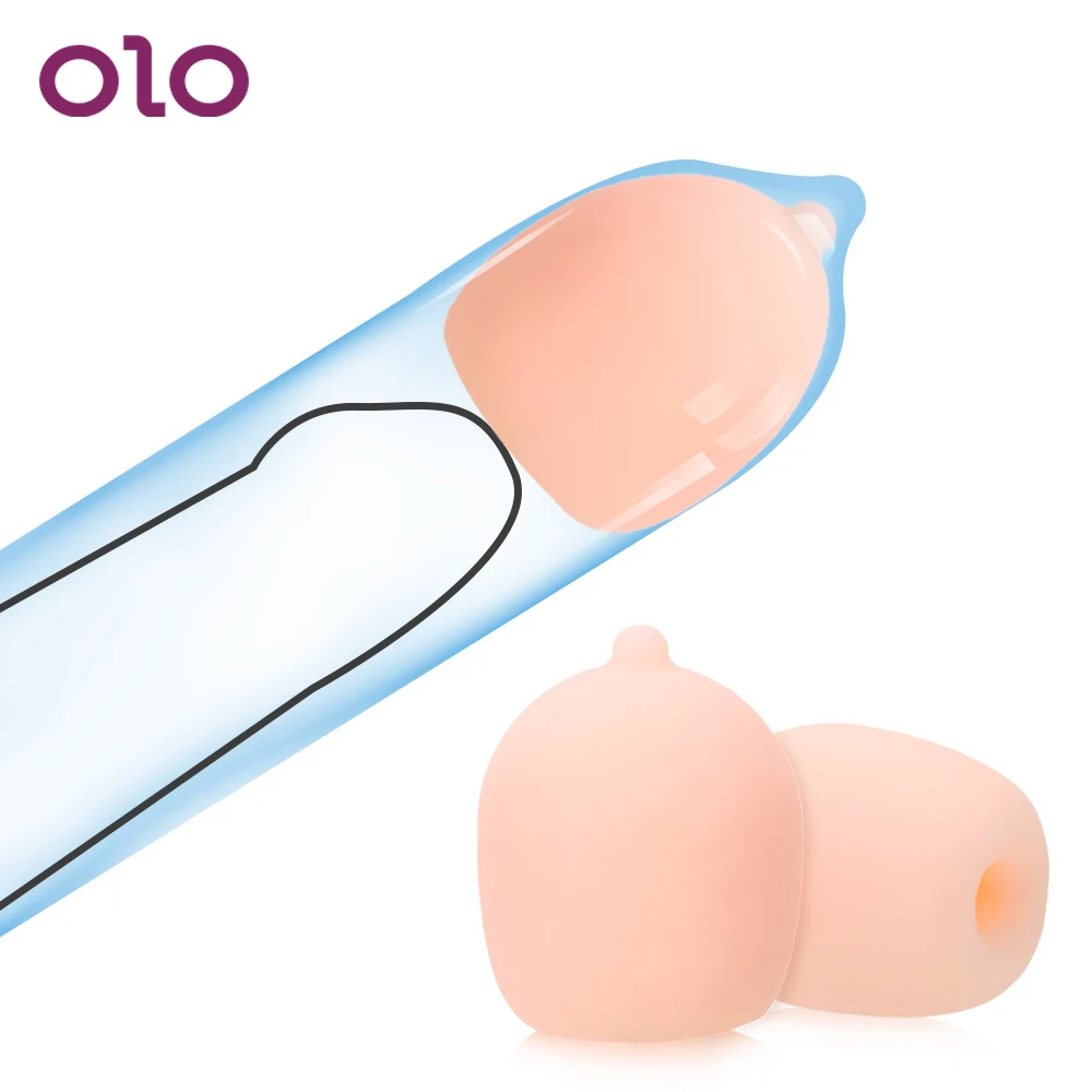 OLO 1/2 Pieces Cock Ring For Penis Enlargement Reusable Normal Condom Soft Head Attachment Ball Penis Extender Beads