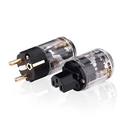 Oyaide P-029E+C-029 Schuko Power Plug hifi IEC Connector  DIY For Audio Pair plug adapter Pair