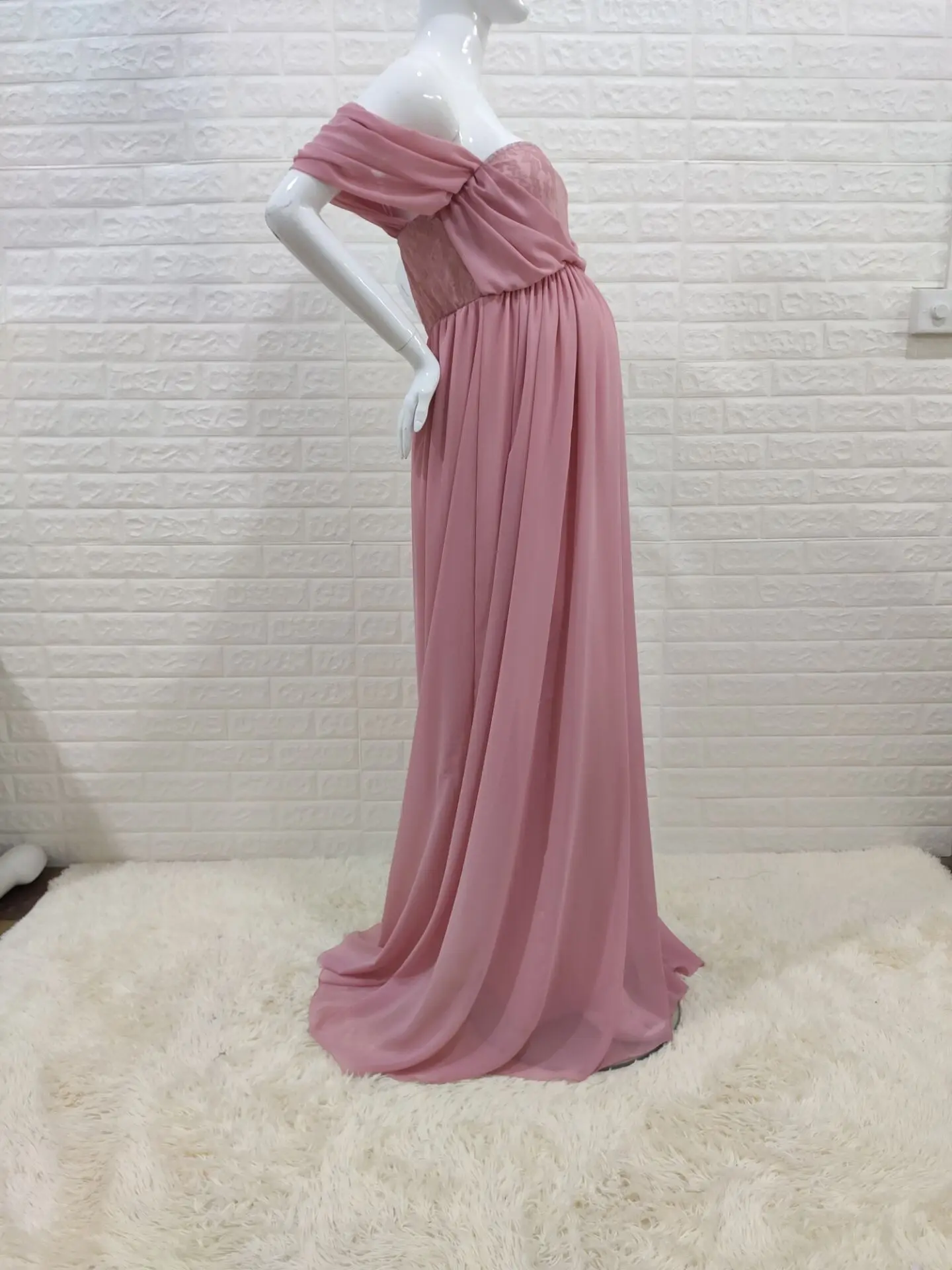 Sexy Moederschap Jurken Kant Chiffon Lange Dresspregnancy Jurk Fotografie Prop Maxi Gown Voor Vrouwen Kleding