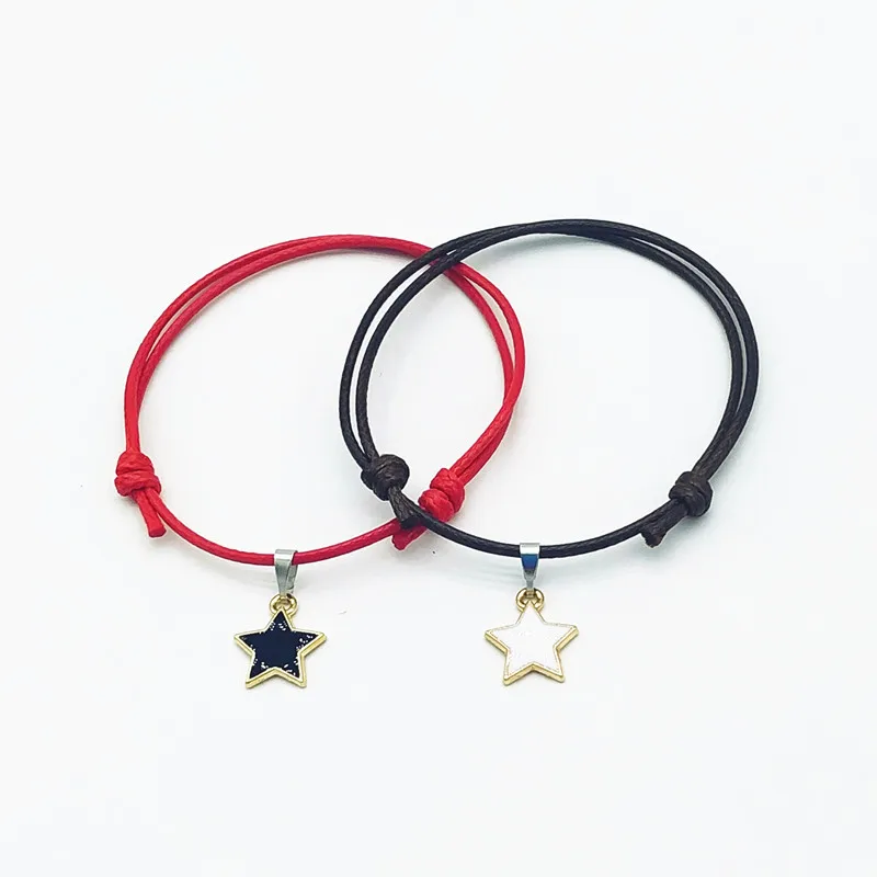 New arrival Paired Bracelets for Women and Men Couple Bracelets Black and White Rope Chain Fashion Stars Charm Lucky  Bracelet