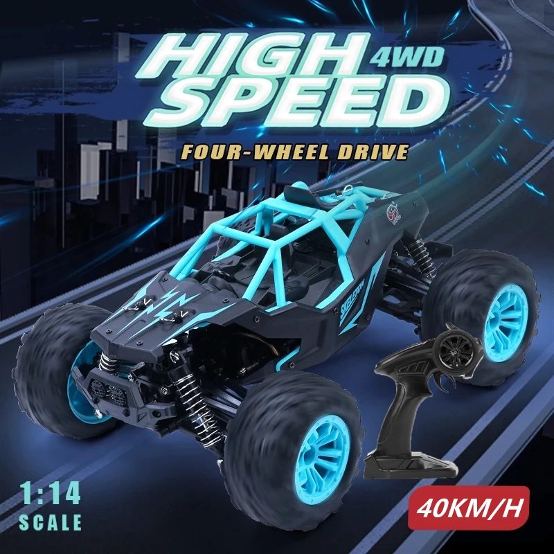 

40KM/H High Speed Racing Buggy 4WD 1:14 Scale Alloy Anti-Collision Body Independent Shockproof Strong Climbing Off Road RC Car