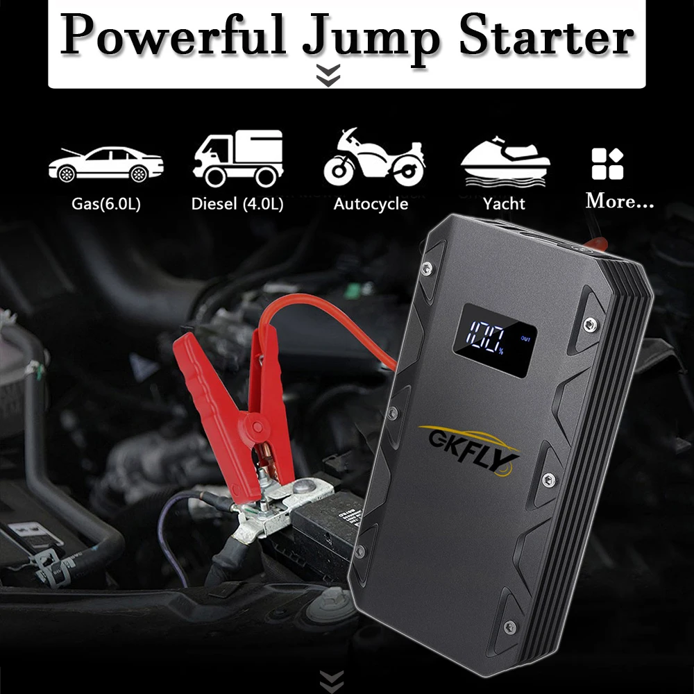 GKFLY Car Jump Starter 26000mAh Portable Power Bank 3000A/2000A/1500A Starting Device Car Booster Battery For Petorl Diesel Car