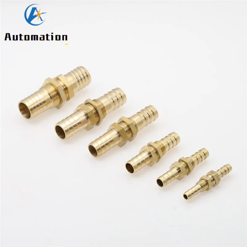 ID Pipe 6mm - 25mm Hose Barb Bulkhead Brass Barbed Tube Pipe Fitting Coupler Connector Adapter For Fuel Gas Water Copper