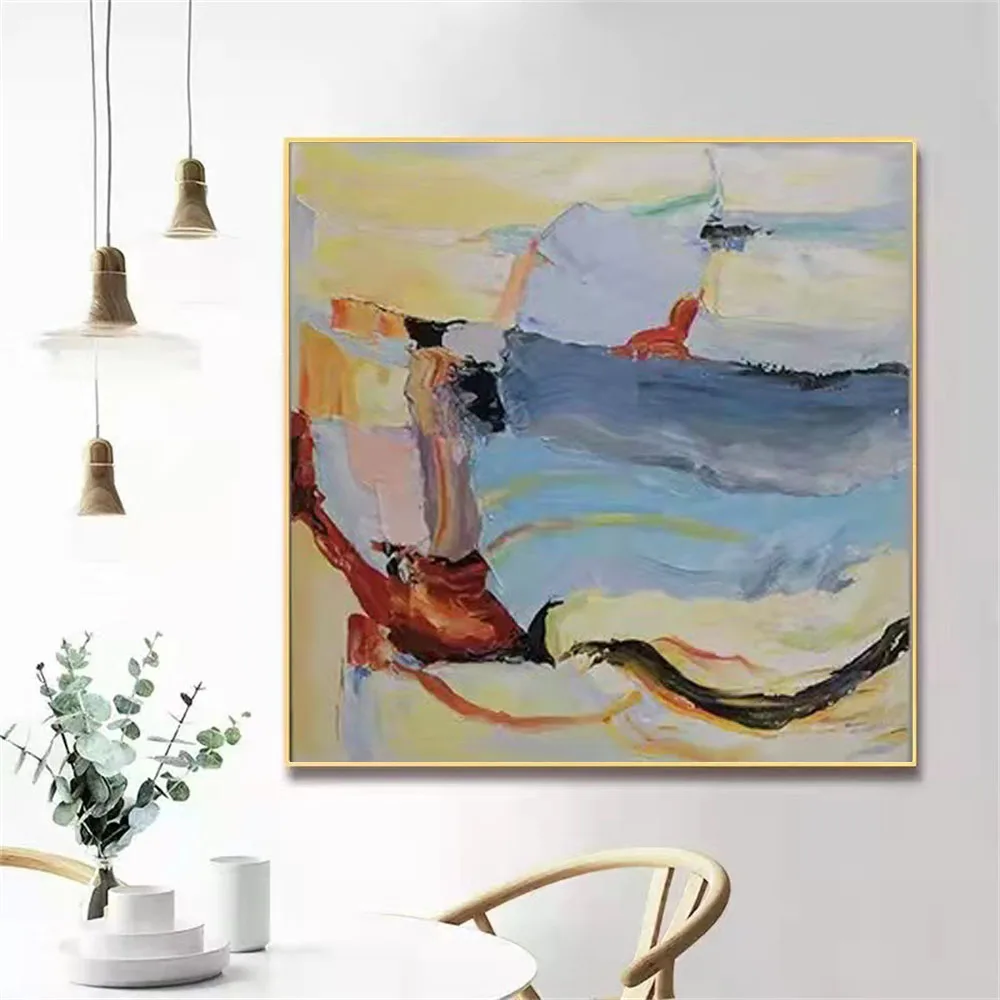 Nordic Canvas Home Decor Morden Abstract Landscape Oil Painting  Sofa Wall Art Manual Colorful Wall Painting For Living Room Art