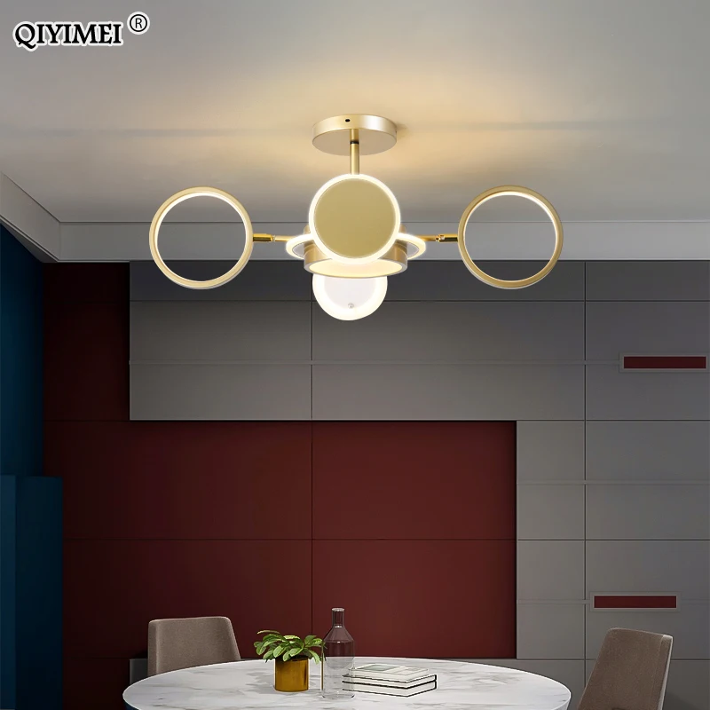 Plafonnier LED avec télécommande, design moderne, disponible en noir et en or, intensité réglable, luminaire décoratif d'intérieur, idéal pour un salon, une salle à manger ou une chambre à coucher, nouveau modèle