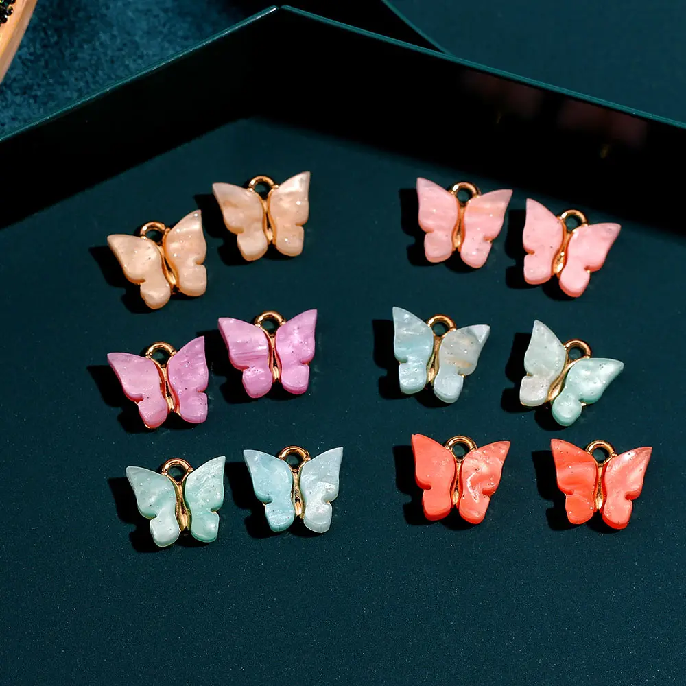 10Pcs/set Multicolor Acrylic Butterfly Jewelry Accessories Fashion Charm Jewelry for Making DIY Earrings Necklaces Bracelets