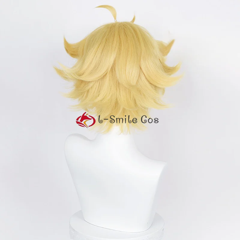 Game ES  Harukawa Sora Golden Yellow Short Cosplay Wigs Heat Resistant Synthetic Hair Anime Man Wig + Wig Cap