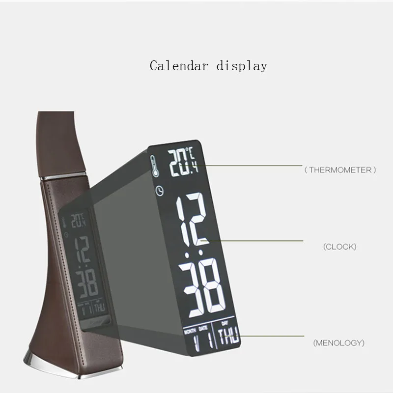 Imagem -02 - Lâmpada de Mesa Led com Temperatura Calendário Olho Proteger Mesa de Couro Luz Modos Estudo e Negócios