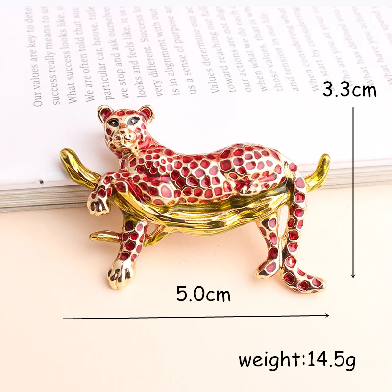 Pomlee Black Enamel Vivid Leopard Brooches For Women Laying On Branch Leopard Fashion Brooch Pin High Quality