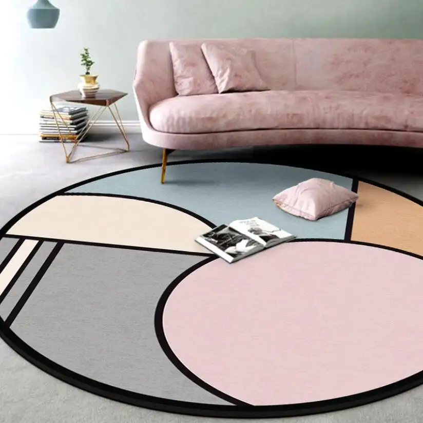 Fashion Nordic Geometric Round Carpets For Living Room Rug Decoration Office Hotel Home Carpet INS Popular Bedroom Floor Mat