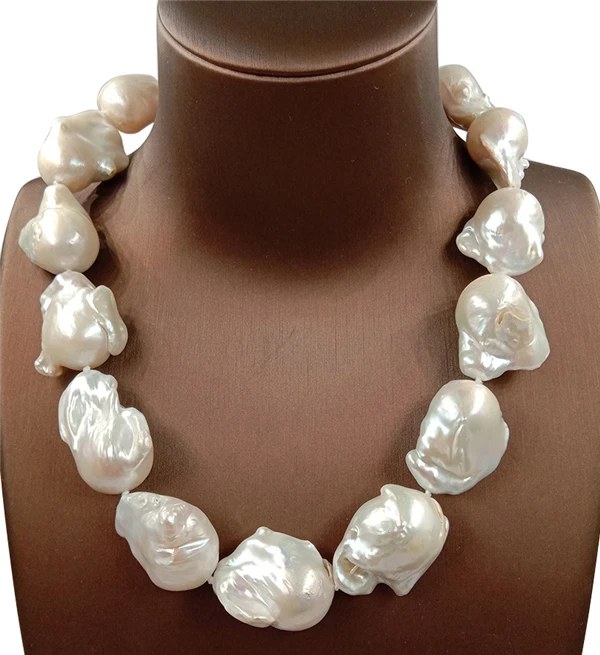 

HABITOO 100% Nature Freshwater Big 18-26MM Baroque Pearl Necklace 18inches Jewelry for Women Charming Gifts Daily Wear